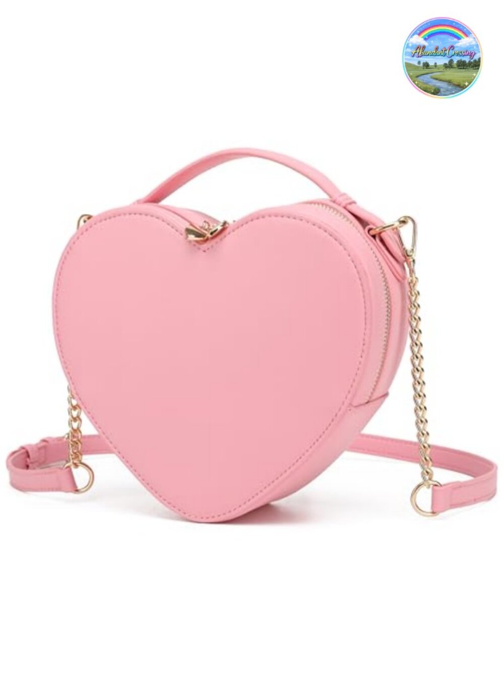 Heart Shape Crossbody Purse with PU Leather and Gold Tone Hardware, Adjustable